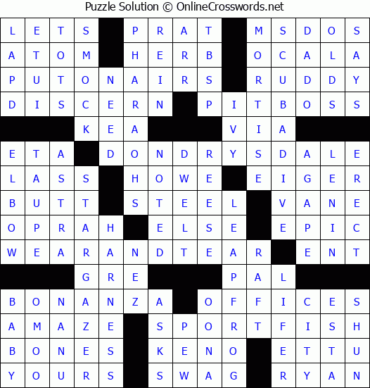 Solution for Crossword Puzzle #2961