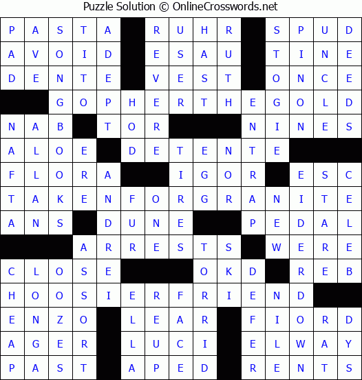 Solution for Crossword Puzzle #2964