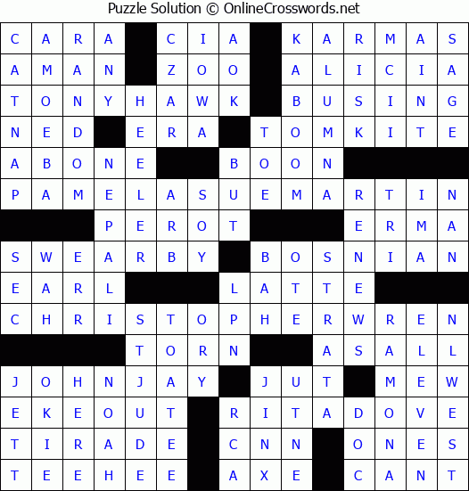 Solution for Crossword Puzzle #2967