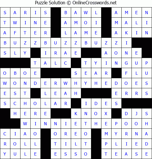 Solution for Crossword Puzzle #2970