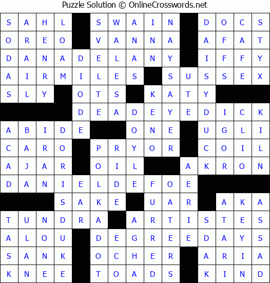 Solution for Crossword Puzzle #2971