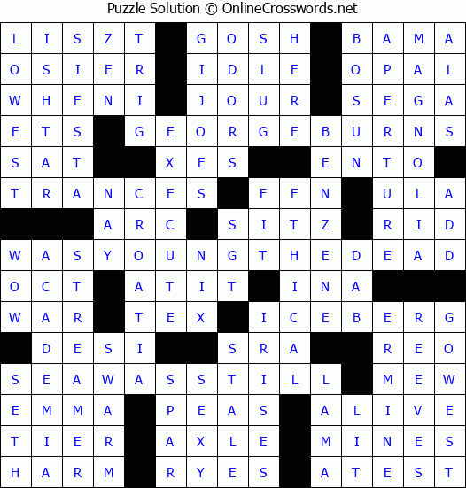 Solution for Crossword Puzzle #2974
