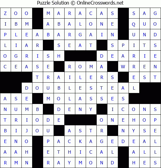 Solution for Crossword Puzzle #2975