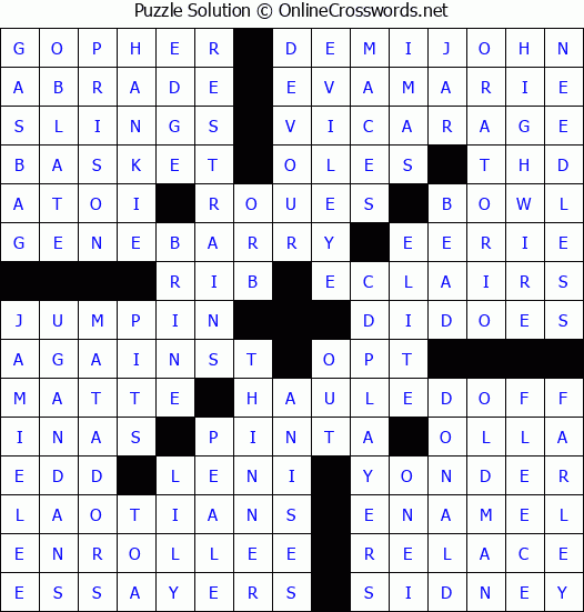 Solution for Crossword Puzzle #2978