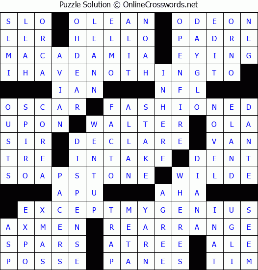 Solution for Crossword Puzzle #2982