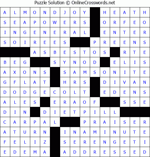 Solution for Crossword Puzzle #2984