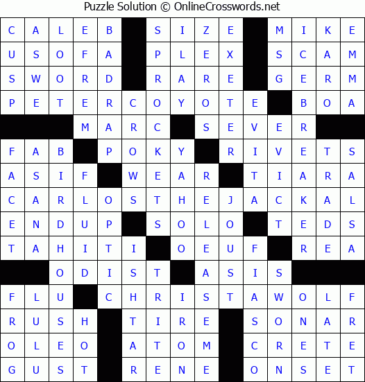 Solution for Crossword Puzzle #2987