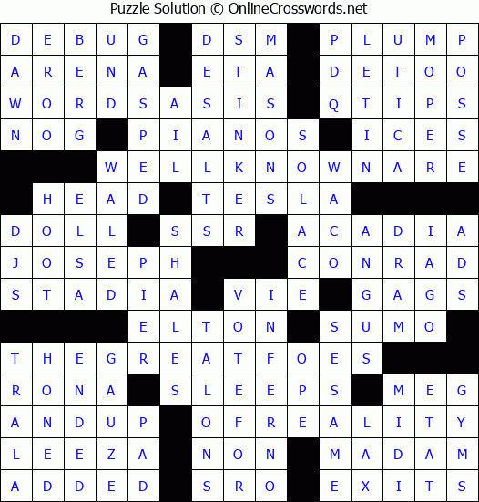 Solution for Crossword Puzzle #2988