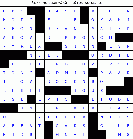 Solution for Crossword Puzzle #2989