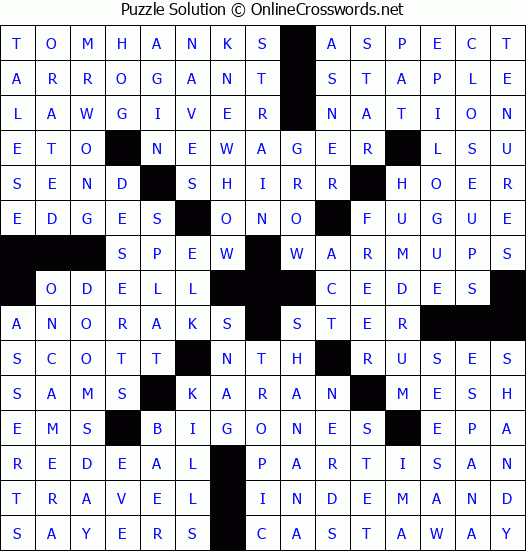 Solution for Crossword Puzzle #2990