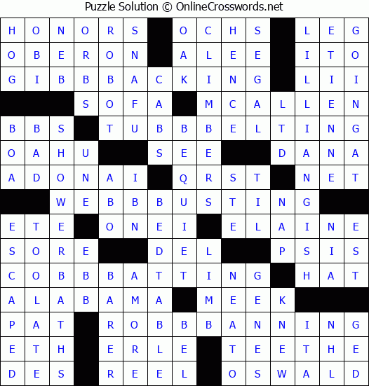 Solution for Crossword Puzzle #2991