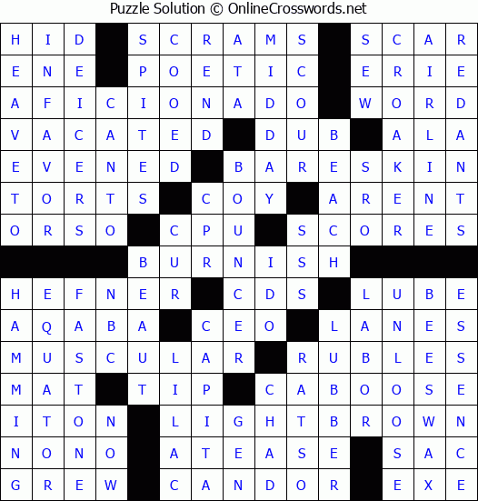 Solution for Crossword Puzzle #2992