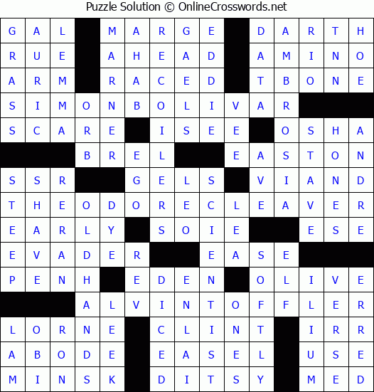 Solution for Crossword Puzzle #2994