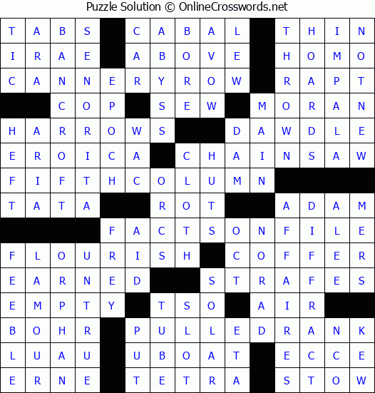 Solution for Crossword Puzzle #2995