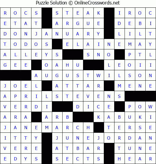 Solution for Crossword Puzzle #2997