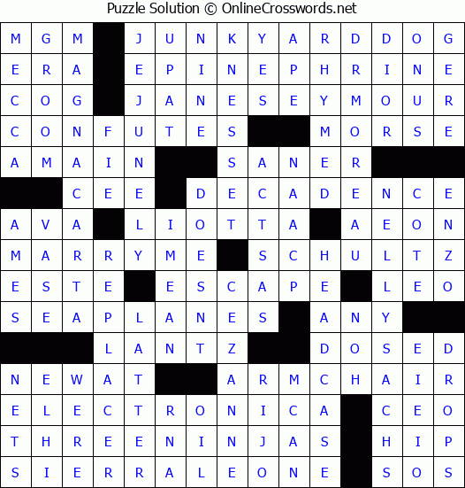 Solution for Crossword Puzzle #3002
