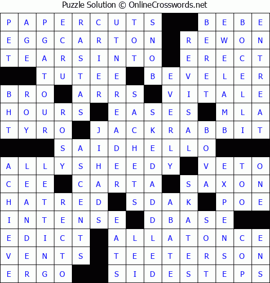 Solution for Crossword Puzzle #3014