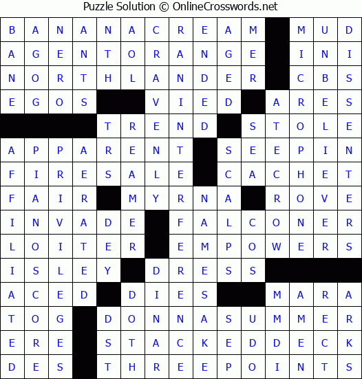 Solution for Crossword Puzzle #3020