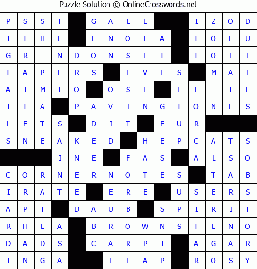 Solution for Crossword Puzzle #3023