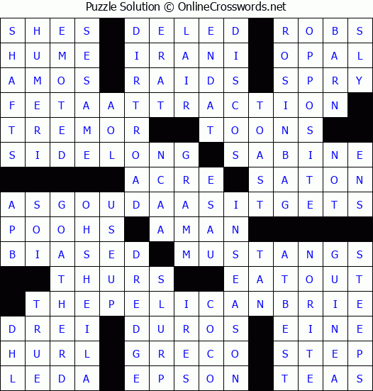 Solution for Crossword Puzzle #3024
