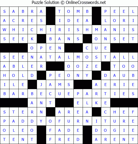 Solution for Crossword Puzzle #3031