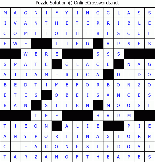 Solution for Crossword Puzzle #3032