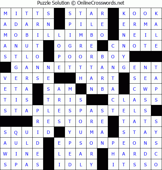 Solution for Crossword Puzzle #3033