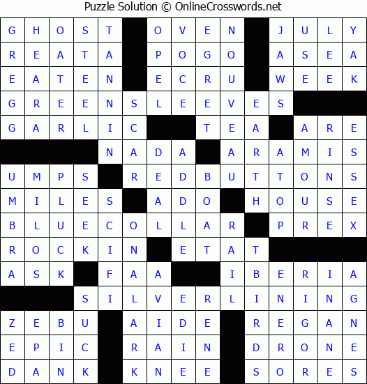 Solution for Crossword Puzzle #3037