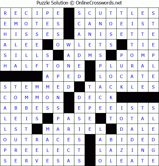 Solution for Crossword Puzzle #3038