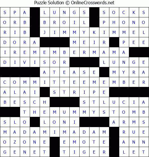 Solution for Crossword Puzzle #3039