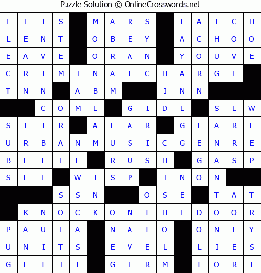 Solution for Crossword Puzzle #3043