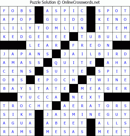 Solution for Crossword Puzzle #3047