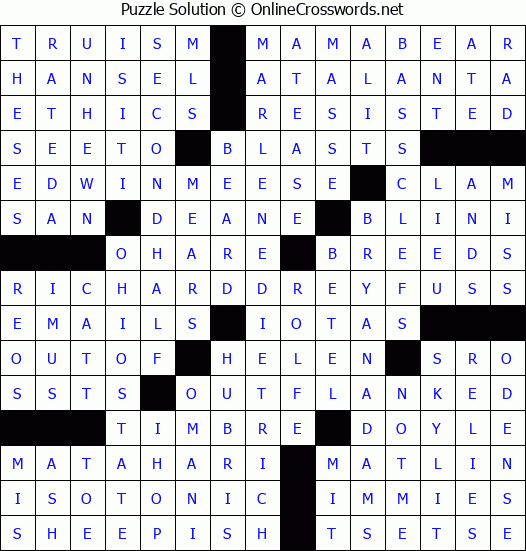 Solution for Crossword Puzzle #3049