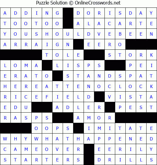 Solution for Crossword Puzzle #3050