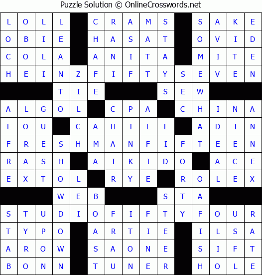 Solution for Crossword Puzzle #3054