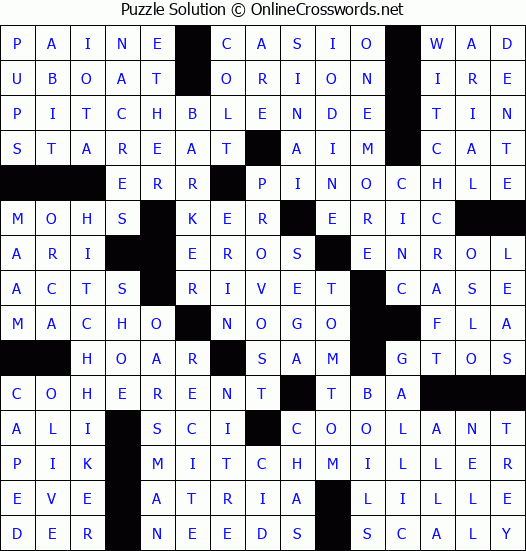Solution for Crossword Puzzle #3059