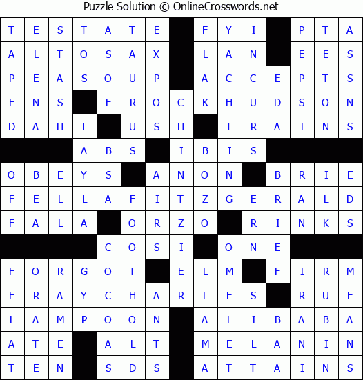 Solution for Crossword Puzzle #3060