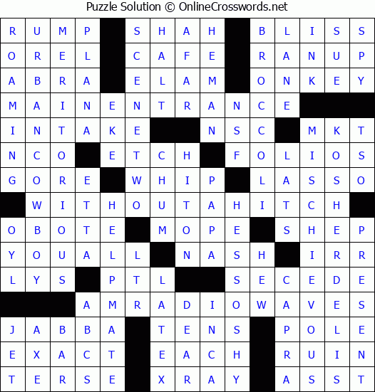 Solution for Crossword Puzzle #3063