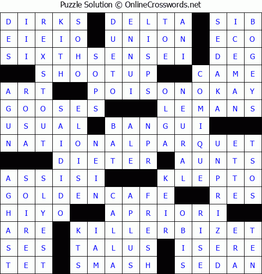 Solution for Crossword Puzzle #3065