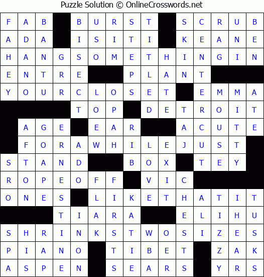 Solution for Crossword Puzzle #3070
