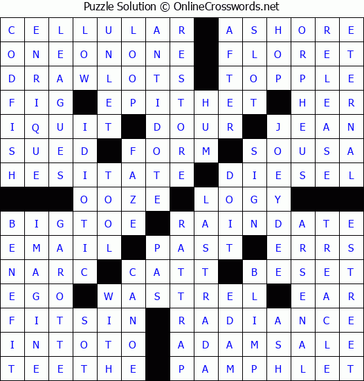 Solution for Crossword Puzzle #3073