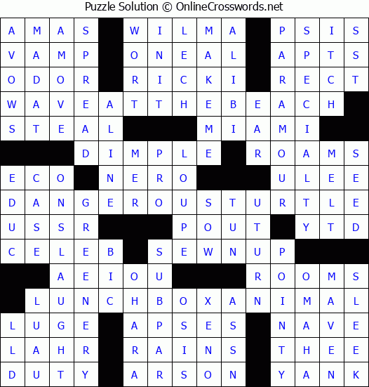 Solution for Crossword Puzzle #3074