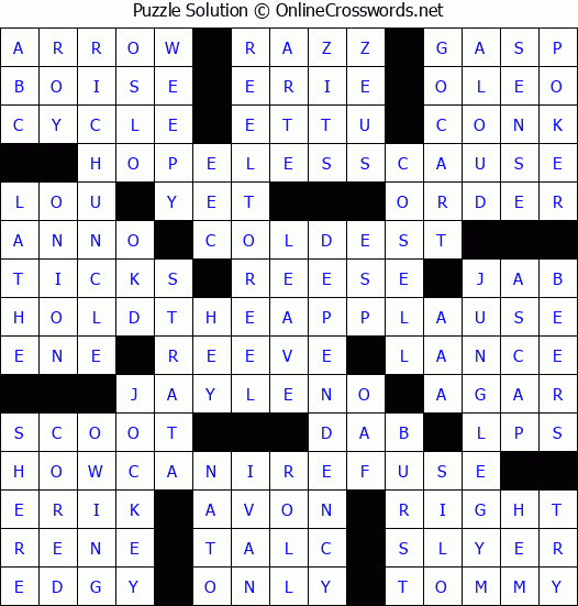 Solution for Crossword Puzzle #3078