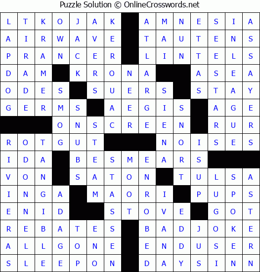 Solution for Crossword Puzzle #3079