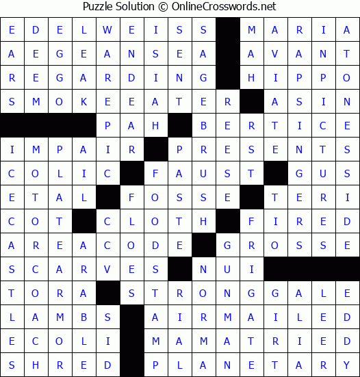 Solution for Crossword Puzzle #3085