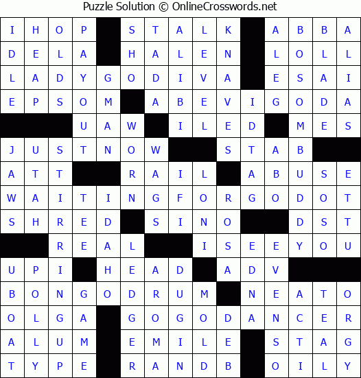 Solution for Crossword Puzzle #3087