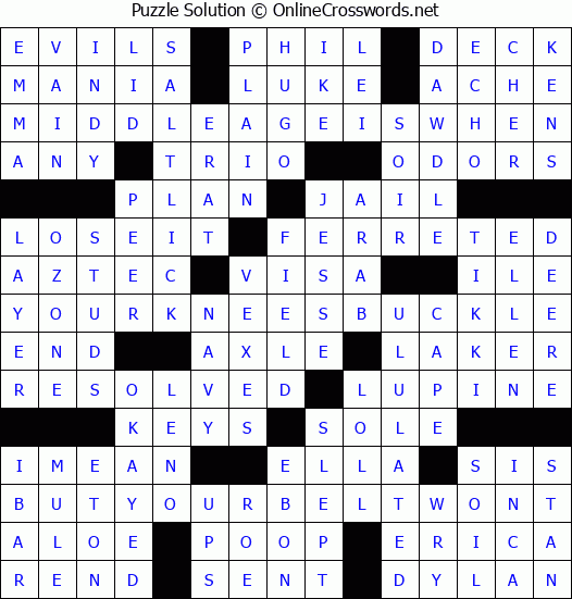 Solution for Crossword Puzzle #3090