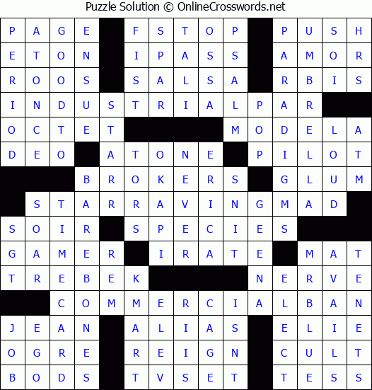 Solution for Crossword Puzzle #3093