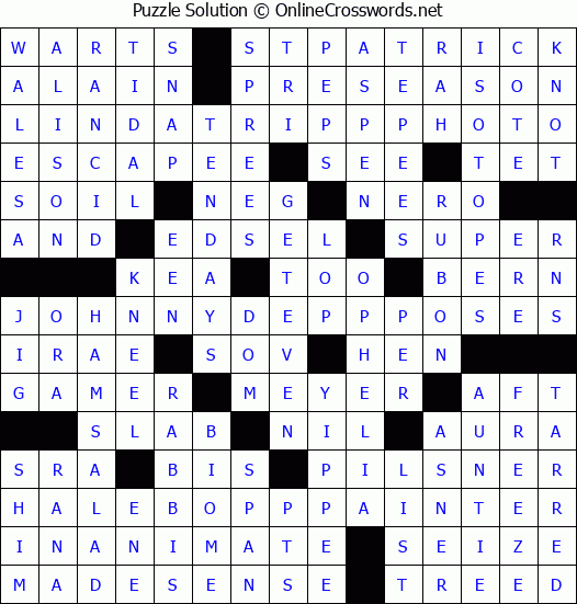 Solution for Crossword Puzzle #3101