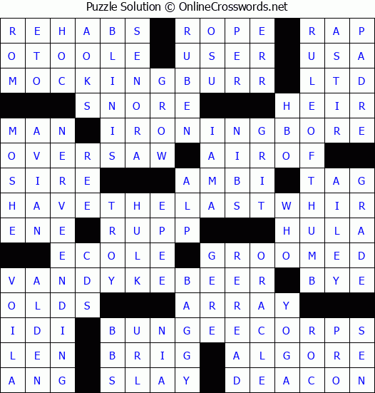 Solution for Crossword Puzzle #3102